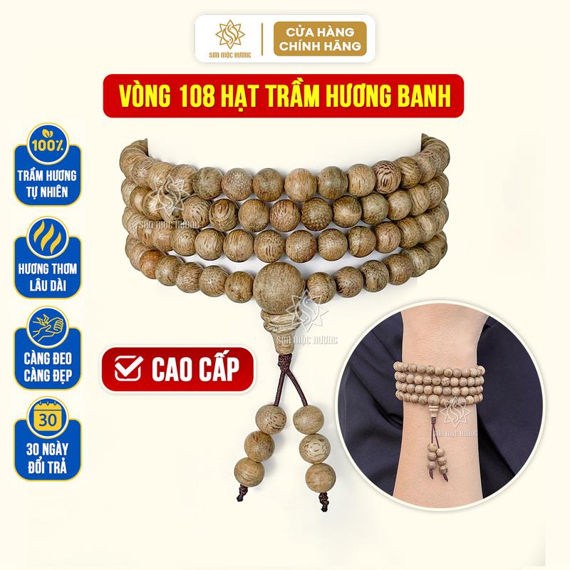 Vòng tay trầm hương banh chuỗi 108 hạt 6li tự nhiên cao cấp Sơn Mộc Hương đeo tay nam nữ Phụ Kiện