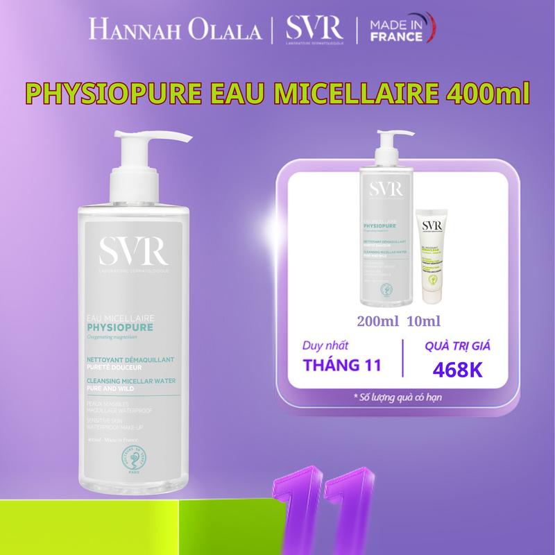 SVR x Hannah Olala Nước tẩy trang giúp làm sạch da mặt dùng được cho cả mắt và môi SVR PHYSIOPURE Eau Micellaire 400ml