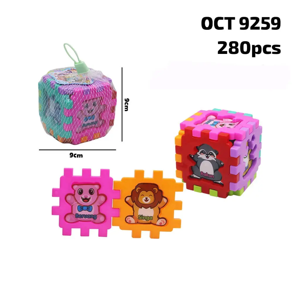 MAINAN ANAK MURAH OCT9259 PUZZLE KUBUS BERKARAKTER ANIMAL MAINAN SERU GAMBAR ANIMAL