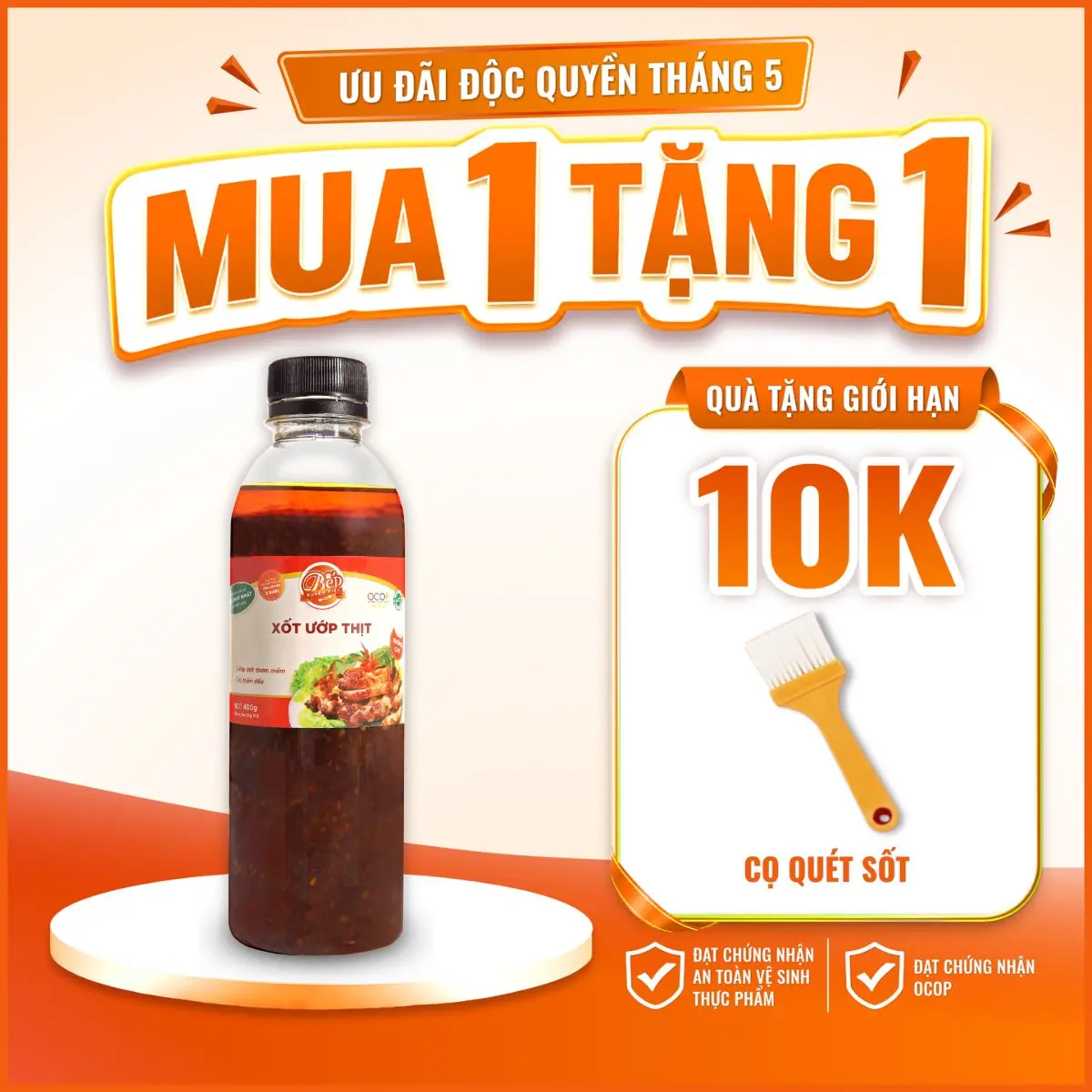 Sốt Ướp Thịt Đa Năng Vị BBQ Bếp Xuyên Việt 400G, Thịt & Hải Sản Tiện Lợi, Đậm Đà Không Cay Trẻ Em Yêu Thích