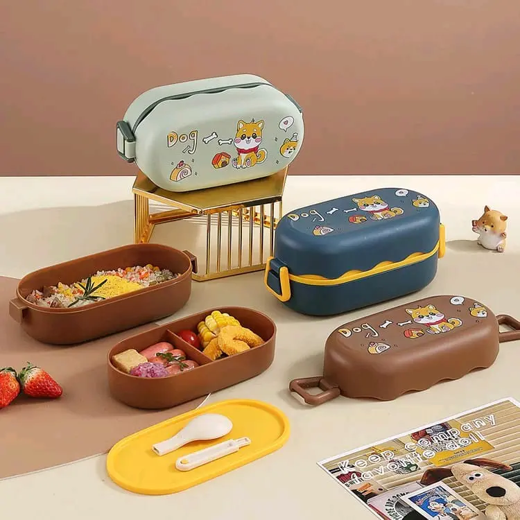LUNSBOX BENTO LAPISAN GANDA DENGAN 2SUSUN FRE SENDOK Biru 5