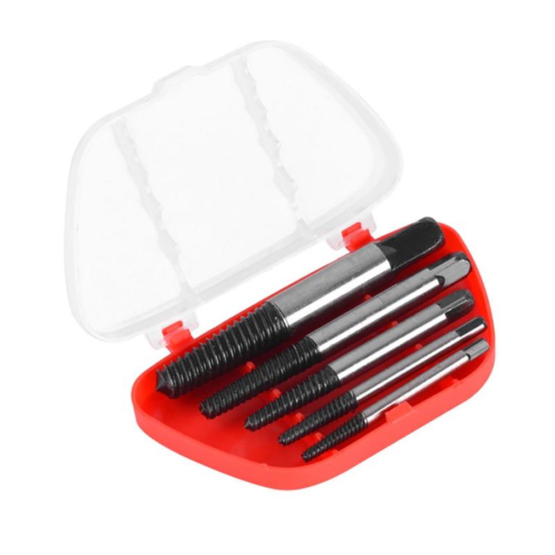 Product Introduction of Screw Extractor Screw Remover Tool Set Extractor Broken Damaged Bolts Remover Tool Pipe Extractor 5 Pcs/set Storage Case Removing Damaged Bolts Bits Screw Extractor Drill Bits Tool Hardware 17