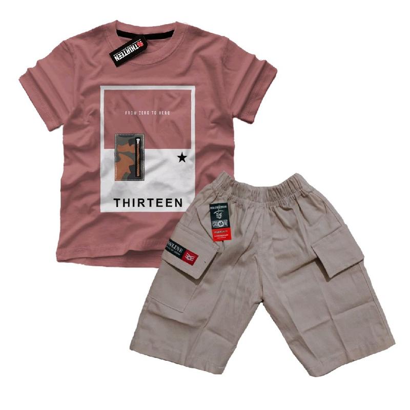 kaos setelan anak pocket terbaru katun dan celana twill 1