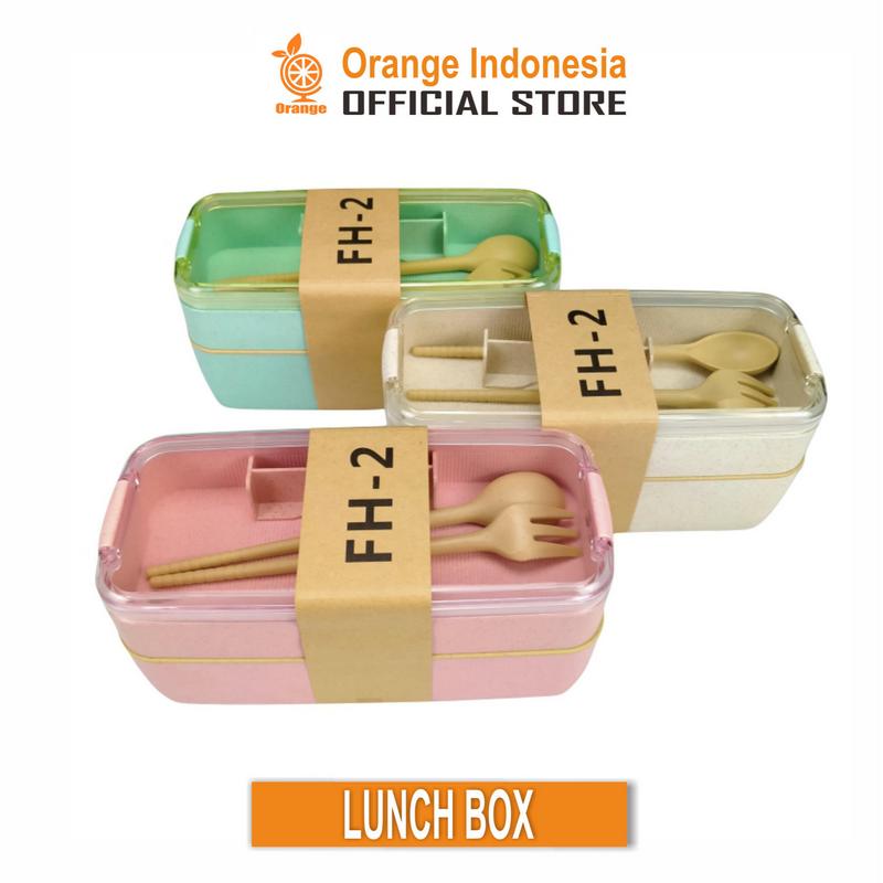 Lunch Box 2 Susun Tempat Makan Anti Tumpah + Sendok Garpu