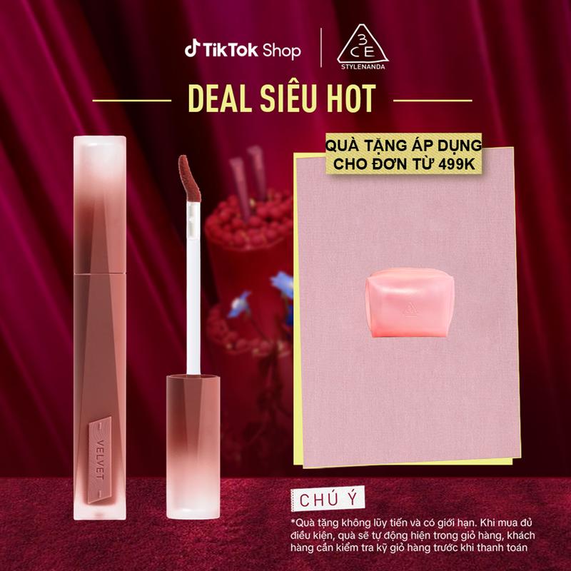 [MỚI - ĐỘC QUYỀN TIKTOKSHOP] Son kem nhung mịn 3CE Velvet Plush 4g