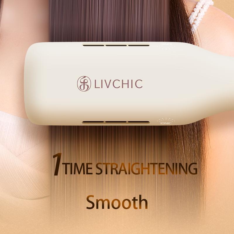 LivChic 2IN1 LS303 Catok Rambut untuk Meluruskan Keriting Ringan Alat pengeriting rambut Tongkat pelurus rambut Curly Kriting Hitam Elektrik