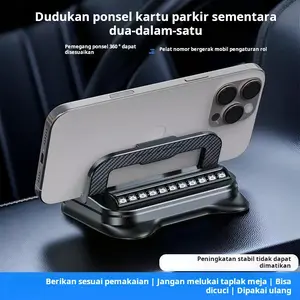 Penjepit Ponsel Mobil Tipe Universal，Penyangga Navigasi Dashboard Mobil Dilengkapi Nomor Parkir Sementara Tersembunyi，Dudukan Ponsel Anti Goyang Dan Anti Licin Multifungsi Yang Dapat Diputar 360 Derajat