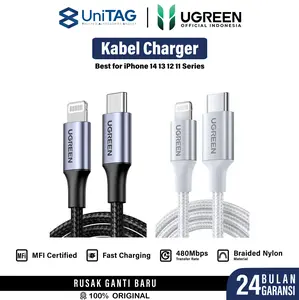 UGREEN Kabel Data Fast Charging For iPhone 16 15 14 13 12 11 X XR XS Max 8 SE 7 6 Pro Max Plus Charger USB Type C Lightning MFi Cable