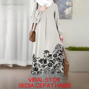 Gaun panjang bercorak yang popular, selesa dan bernafas, pakaian muslimah wanita untuk Eid 2026, bergaya dan elegan, pelbagai pilihan saiz, potongan longgar. Inner Jubah Abaya Long Dress Super Soft and Comfort