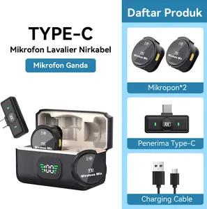 ZIVOKA PocketMic02 Wireless Clip on Mic Microphone Dual Mikrofon Wireless Mikrofon hp Lavalier Microphone wireless Plug & Play Lapel Mic dan Charging Case untuk TikTok YouTube Facebook Live Stream