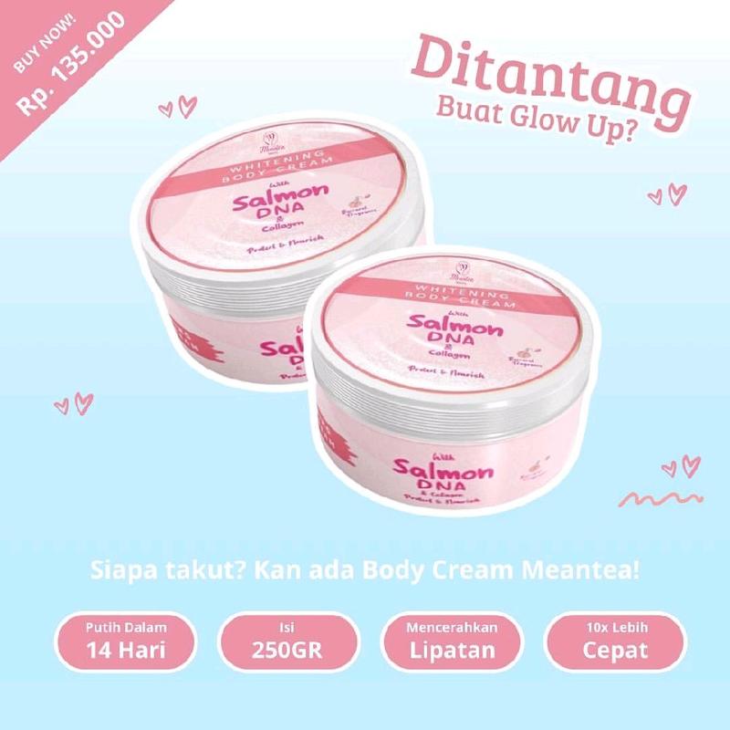 [Kemasan Baru] MEANTEA BEAUTY by Katya Skin Body Cream Whitening With Salmon DNA dan Collagen 1