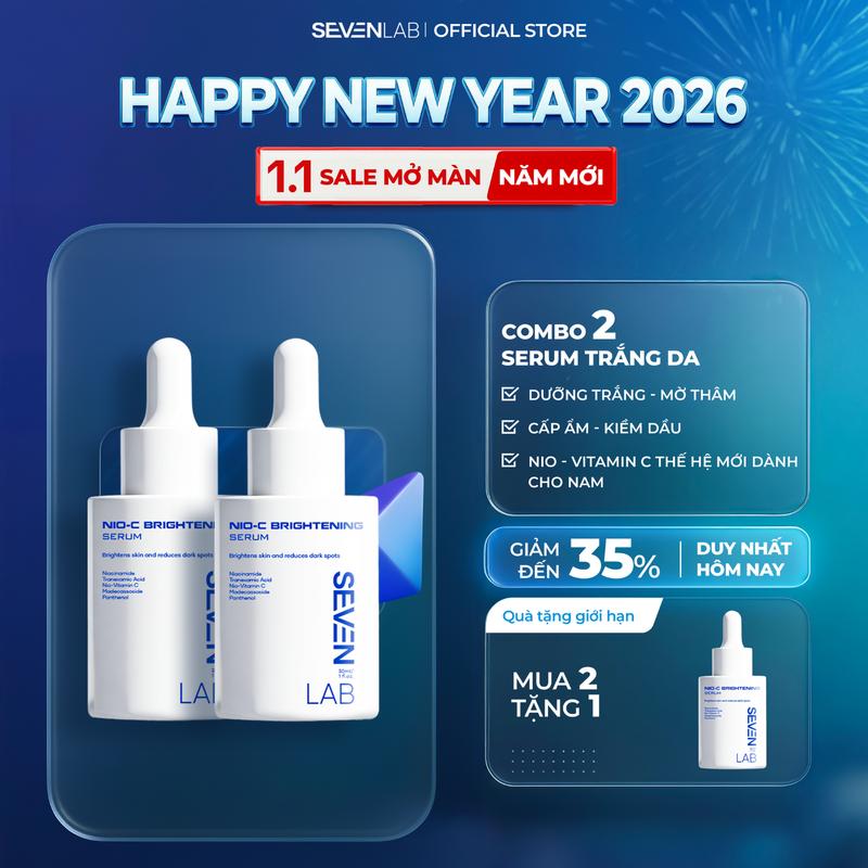 DEAL MUA 2 TẶNG 1 Serum dưỡng trắng da mặt nam giới Nio-C SEVENLAB dưỡng sáng mờ thâm vượt trội 30ml