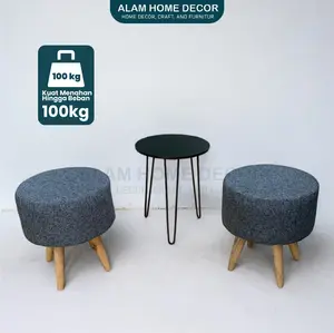 Set Sofa Stool 2 Kursi 1 Meja Bebas Pilih Variasi Warna Furniture Kayu Kokoh Antik Busa Cafe Estetik Kursi Minimalis