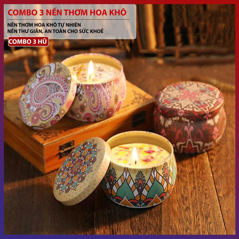 Combo 3 Hũ Nến Thơm Mini Thơm Phòng, Nến Thư Giãn Và Decor Trang Trí Cho Không Gian Lãng Mạn