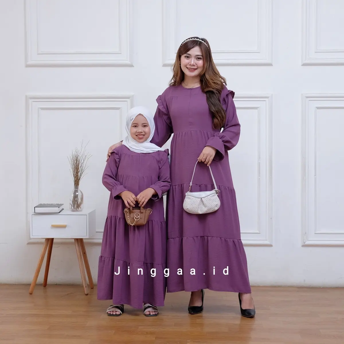 Gamis Couple Jumbo Ibu Dan Anak Terbaru Kekinian Gamis Muslimah Crinkle Airflow Baju Wanita Syari Polos Dress