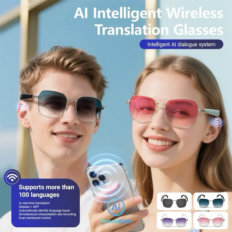 Kacamata AI Penerjemah 100+ Bahasa | Real-Time, Musik & Telepon – GY200 HiTech Glasses Bluetooth headphones 1