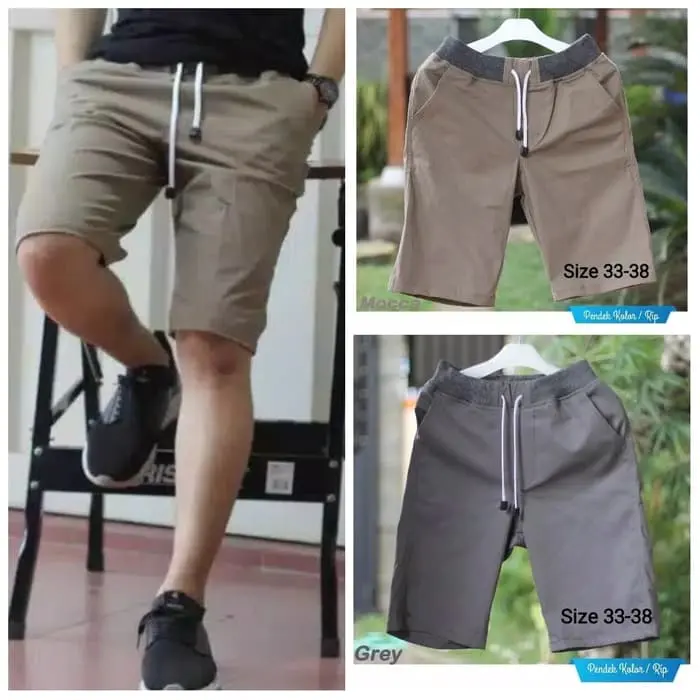 [BIG SIZE] Celana Chino Pendek Pria mick pinggang karet rip katun twil