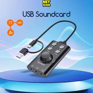 NETICOM Kartu Suara BP1032 Pro - Suara Keren 5 Mode untuk Nyanyi/KTV, Gaming, Live Streaming - 7.1 Surround Sound, Kontrol Volume Cepat, Bluetooth 5.3 Stabil, Plug & Play Multi-Device - Laptop