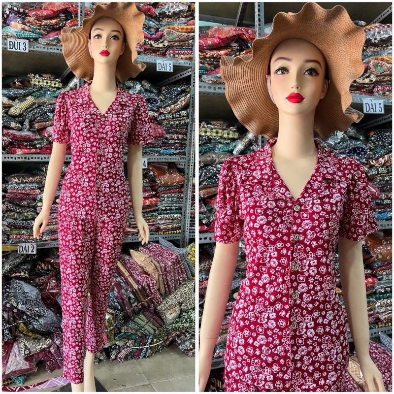 Đồ bộ cổ Vest quần dài áo tay ngắn thun Ati size1,2,3,4,5 Thoải mái Women Voi Top 6