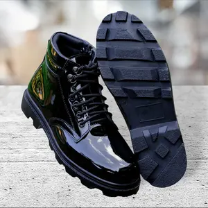 Sepatu PDH Dinas Kerja Security Satpam TNI Polri Menham Kulit Sintetis Hitam Kilap & Doff Tali Resleting Model Elegan Ukuran 38-46 Full Box