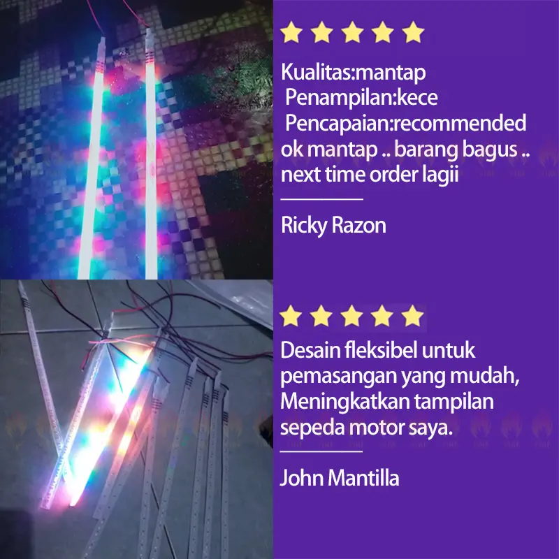 Lampu Alis Flexyble 30cm RGB / Lampu Running Alis LED 30 CM Warna Warni Motor Mobil 1