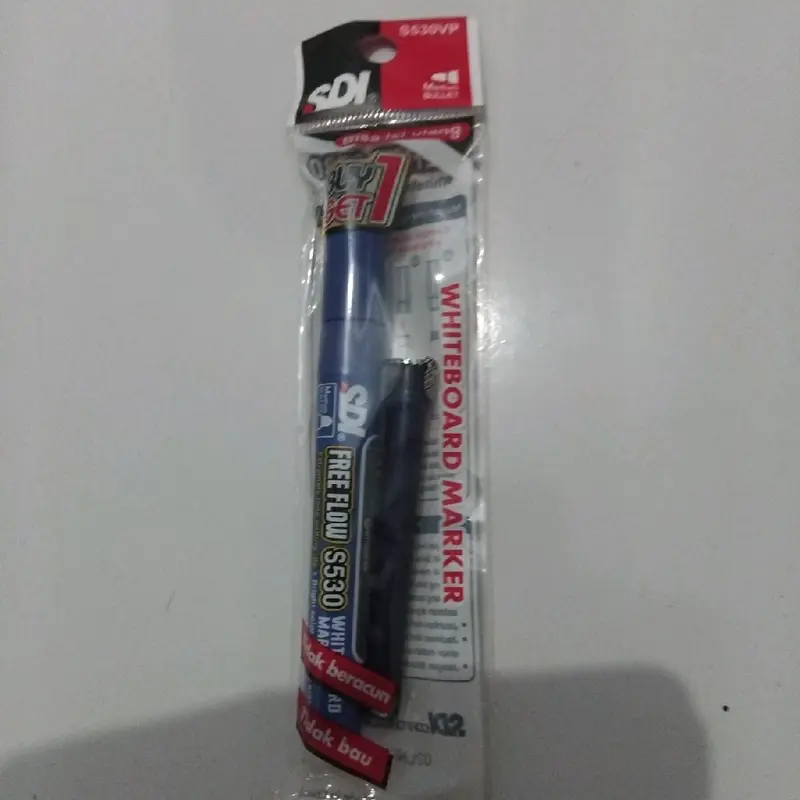 SPIDOL WHITEBOARD MARKER / SPIDOL BOARDMARKER / SPIDOL PAPAN TULIS / SPIDOL BISA DIHAPUS MERK SDI FREEFLOW S530 GRATIS 1 REFILL WARNA HITAM, BIRU DAN MERAH 2