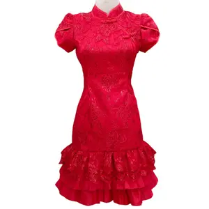 DRESS CHEONGSAM MERAH IMLEK 2025 TERBARU