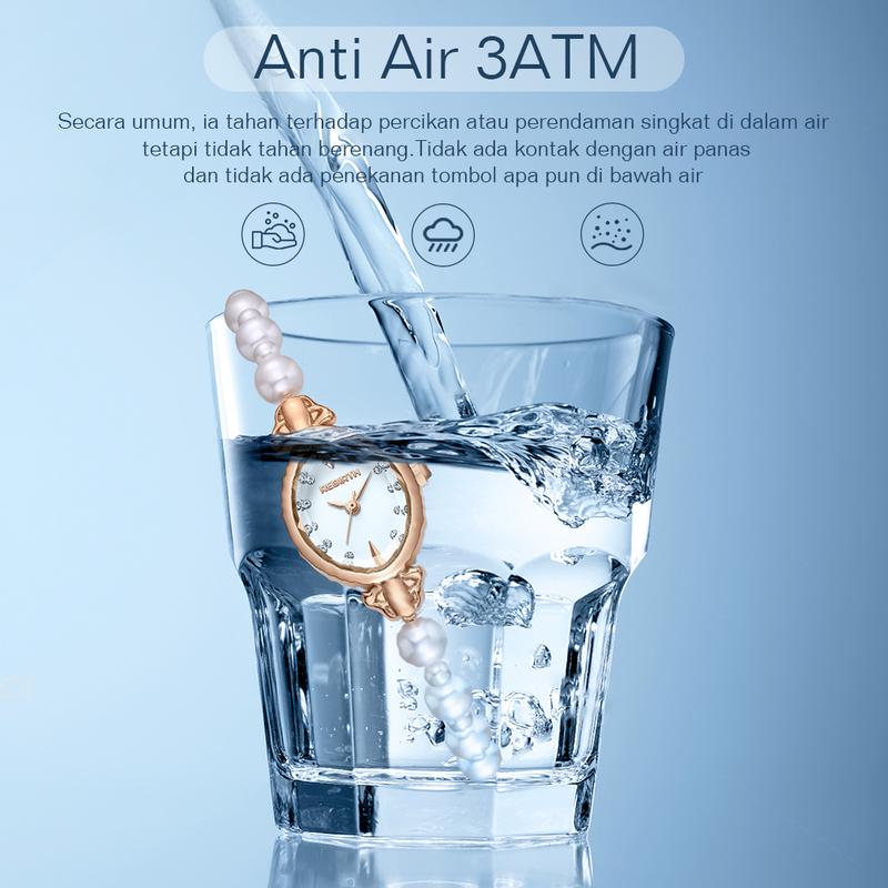 REBIRTH Jam Tangan Wanita Gelang Anti Air Original Korea Elgant Model Tali Mutiara Jam Tangan Cewek   REL0136 4