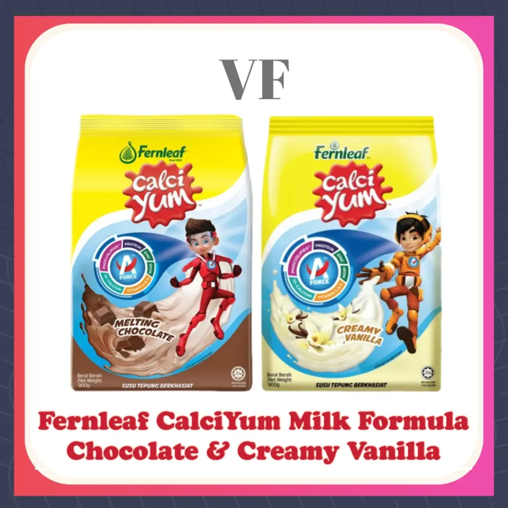 Fernleaf CalciYum Kids Milk Formula Powder Creamy Vanilla & Melting Chocolate 900g [Exp 2026]