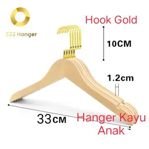 hanger kayu Anak Hook Gold Gepeng Import (1 Pcs)