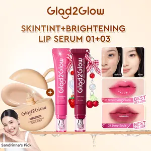 [Ready Stock] Glad2Glow LIP-TO-FACE MAKEUP 2in1 Set- Flawless Blurring Skin Tint+Brightening Lip Serum VC-IP Vitamin E Melembabkan Mencerahkan Bibir Gelap Menyamarkan Pori Tahan Lama Natural Covergae Buildable Soft Blurring All Day SeamlessLock Technology