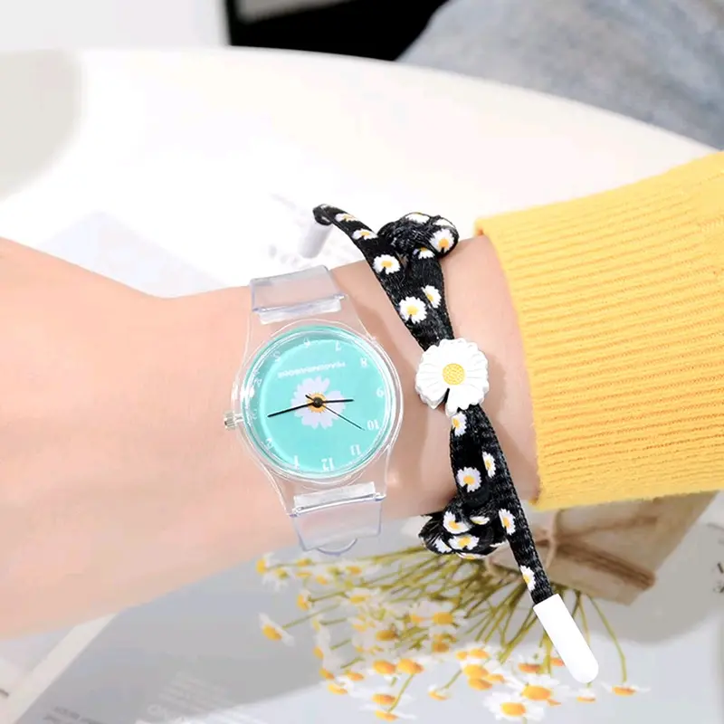 JAM TANGAN MOTIF BUNGA TRANSPARAN 1