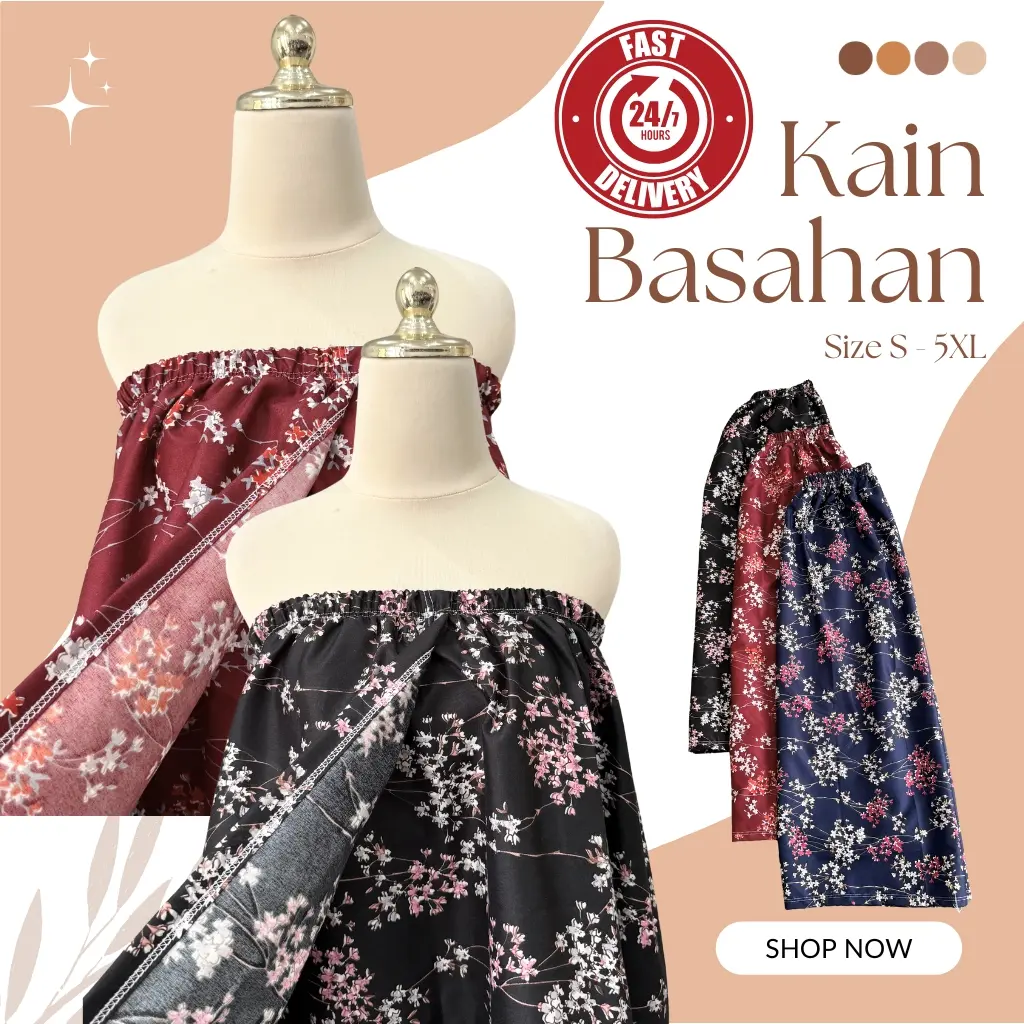 Ready Stock Kain Basahan / Kain Basahan Mandi / Kain Kemban / Kain Bergetah Moden / Basahan Moden / Bathrobe / Instant Shower Skirt [BM] Cotton