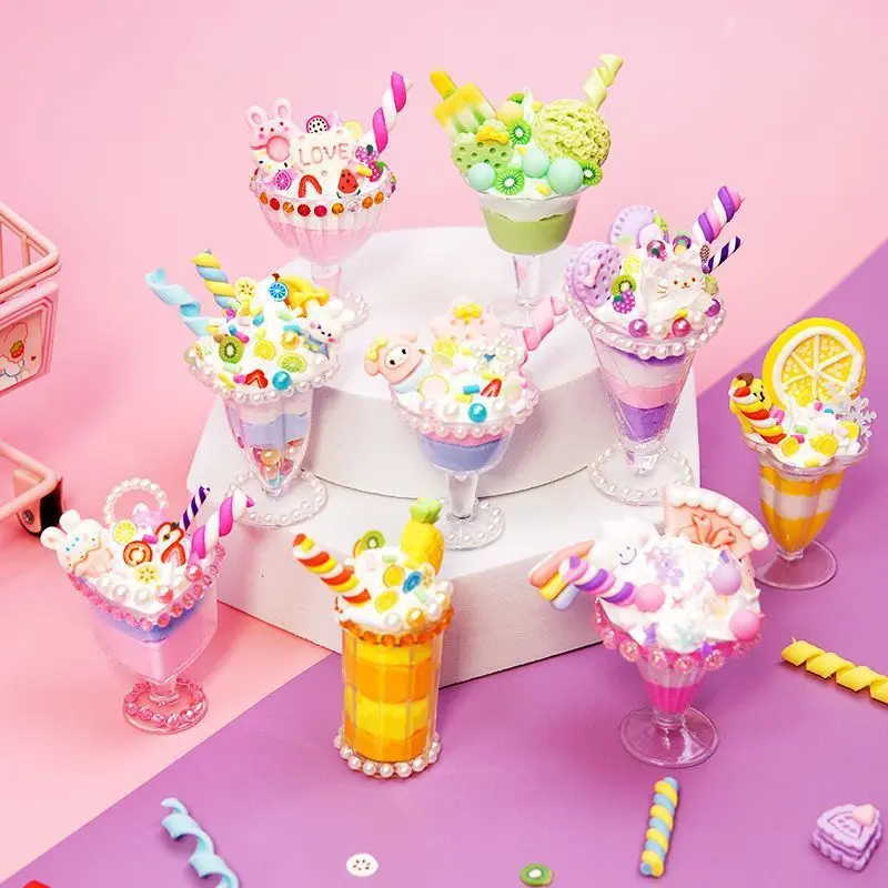 Tepi es krim anak buatan tangan DIY krim lem mainan gadis penutup mulut buatan tangan simulasi mainan makanan buatan Toys Buah Kotak deco cream Kue 0