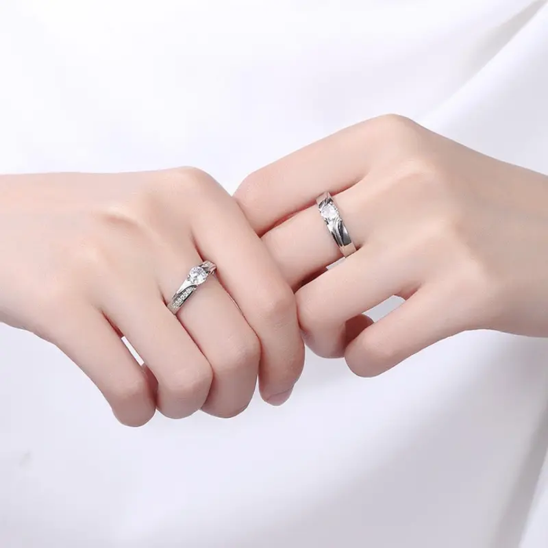 Cincin 2Pcs Couple Silver Perak Plated Tunangan Nikah Sepasang CCSP2 3