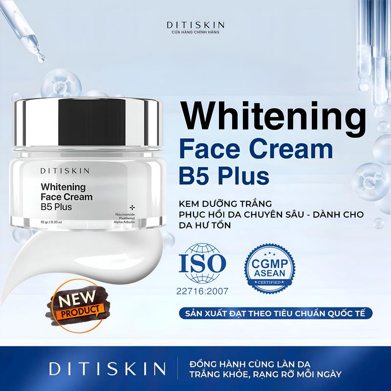 DITISKIN Kem Dưỡng Trắng Mịn Da Whitening Face Cream B5 Plus +10% Niacinamide Cấp Ẩm Hỗ Trợ Mờ Thâm Nám Se Khít Lỗ Chân Lông Nâng Tone Đều Màu Da