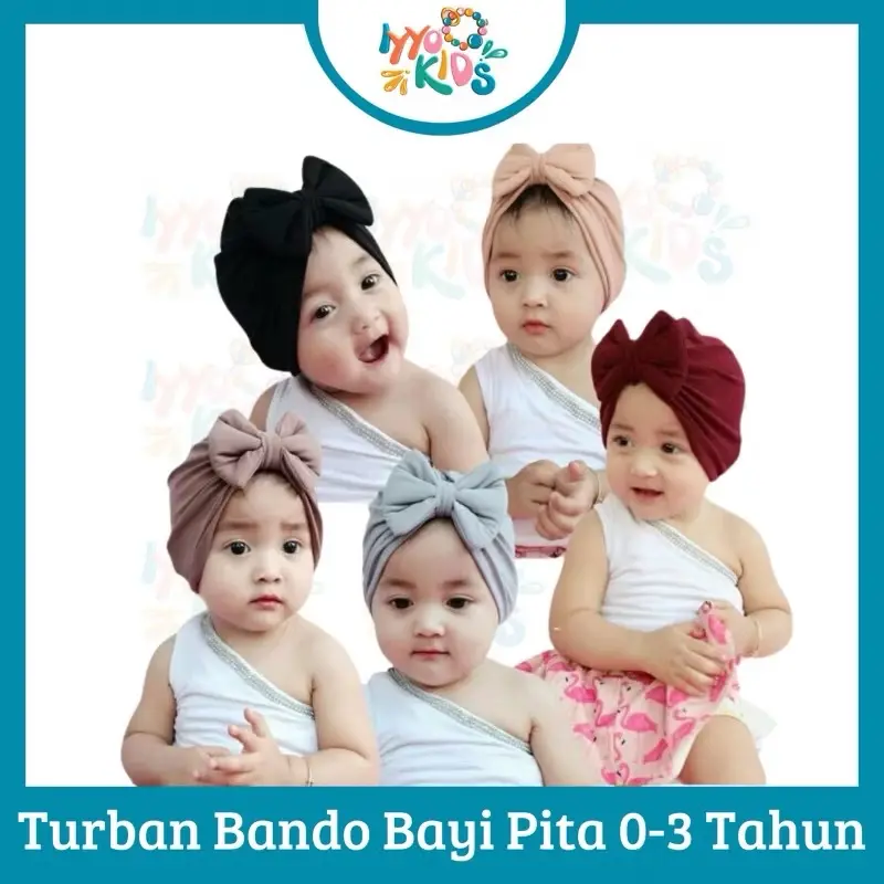 IYYOKIDS | Turban Bando Bayi Kupu Busa / tutup kepala / ciput baby newborn / topi anak perempuan Ramadhan Sale