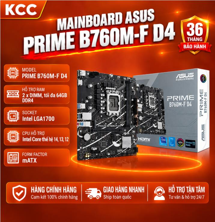 Mainboard Asus PRIME B760M-F D4 bảo hành 36 tháng chíng hãng