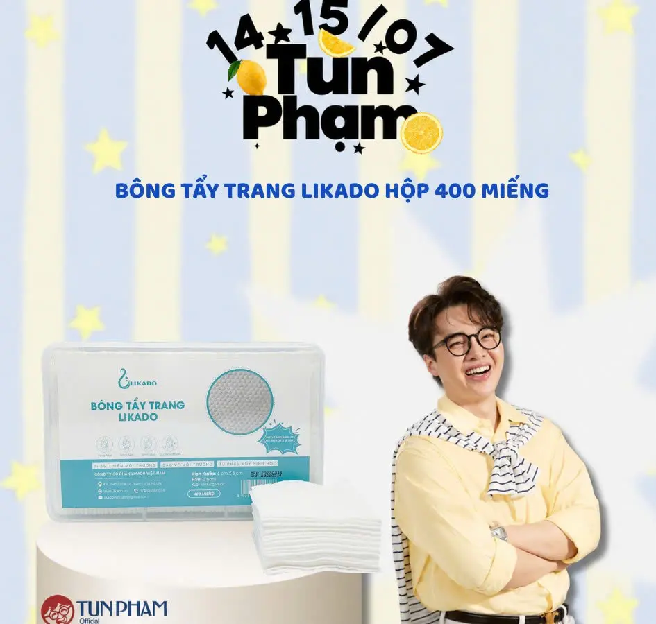 Bông tẩy trang Likado dạng hộp 400 miếng kích thước 6cmx5cm Trang Điểm Cosmetic