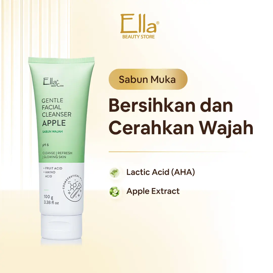 Ella Skincare Gentle Facial Cleanser Apple With Lactic Acid, pH 6, Apple Extract - Cleanse, Refresh, Glowing Skin