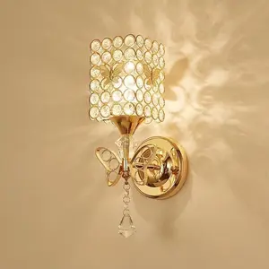 [CODlampu kristal dekorasi] Lampu dinding kristal indah lampu dekoratif kamar tidur ruang tamu sederhana lampu kristal Room(Tidak ada bohlam )