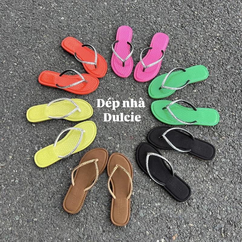 DULCIE Dép Tông Kẹp Mũi Tròn CÓ BIG SIZE Quai Kẹp Đá Dài 3 Sọc Siêu Sáng Đa Dạng Màu Săc Đế Chống Trơn Trượt