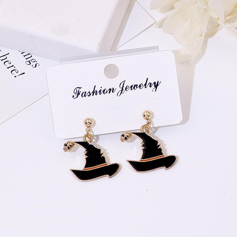 Product Introduction of 925 Silver Needle Halloween Earrings for Women Students Ghost Pumpkin Witch Pendants Drop Ear Jewelry 17