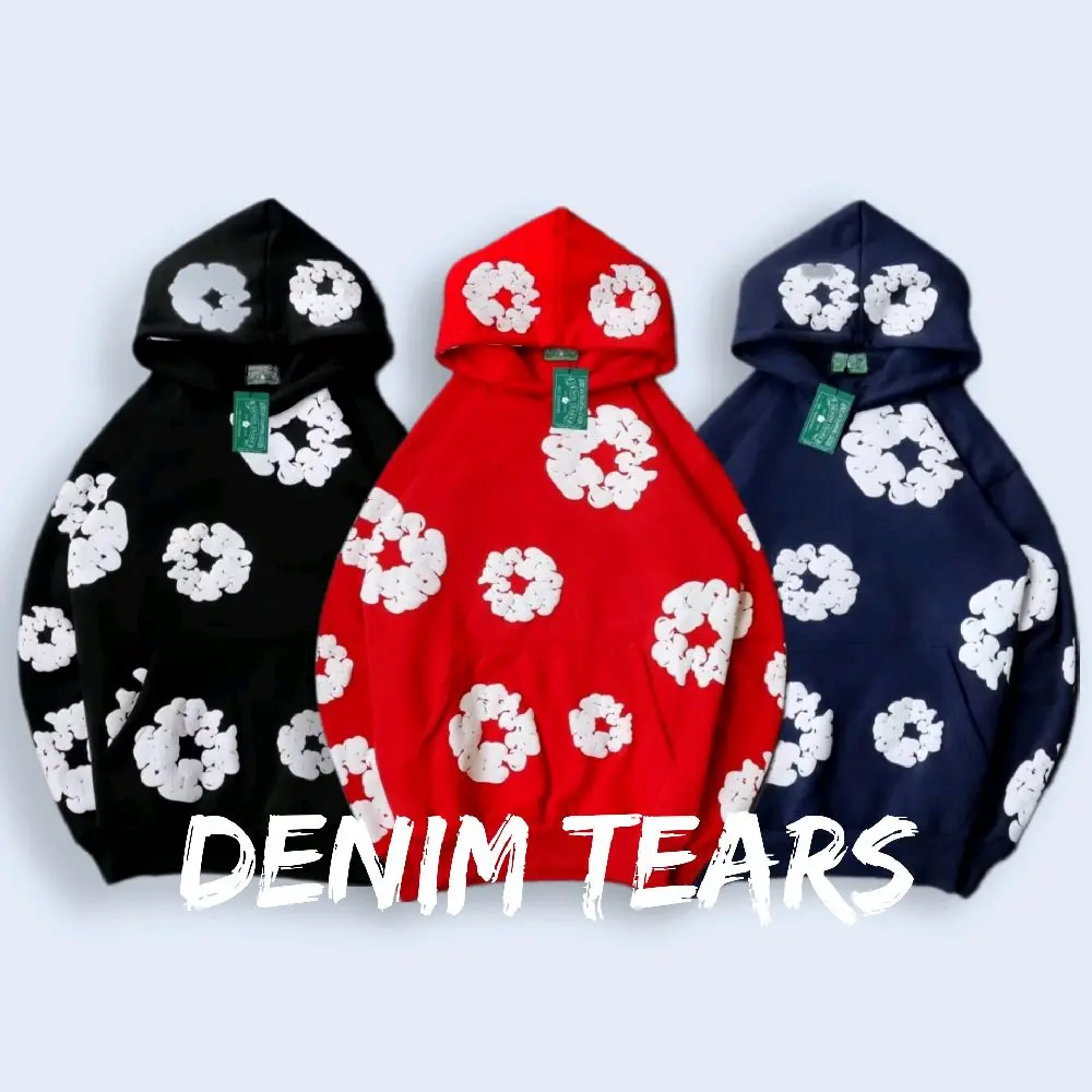 DENIM TEARS - SWEATER HOODIE PULLOVER SUN FLOWER FULLBORDIR