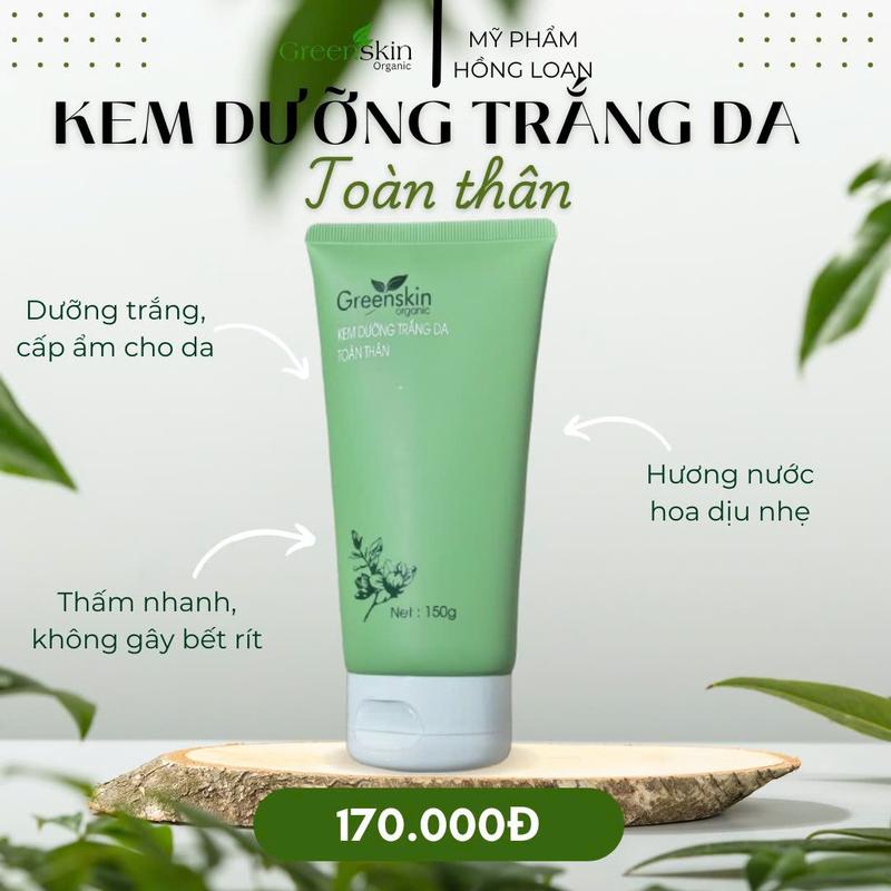 Kem Dưỡng Trắng Da Toàn Thân Dạng Tuýp Mới 150g Greenskin Organic - Mỹ Phẩm Hồng Loan