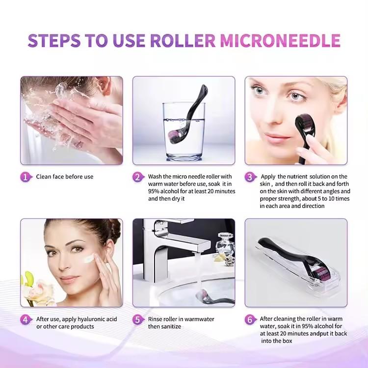 Product Introduction of Derma Roller 540 Microneedling Darma Roller Beard Growth Hair Roller Micro Needle Face Derma stamp 6