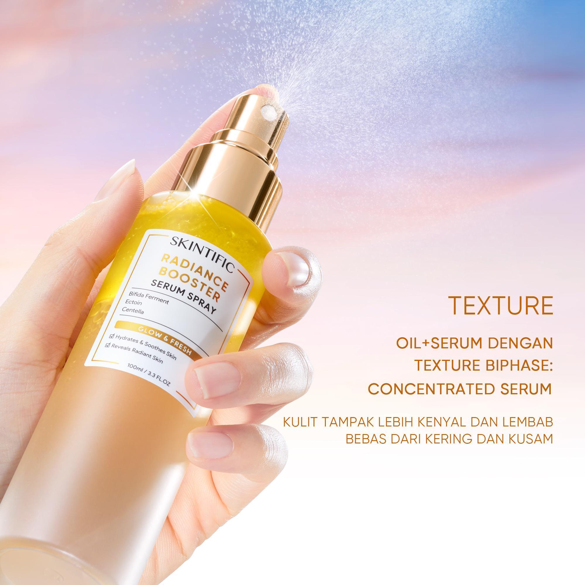 SKINTIFIC – 2pcs Makeup Set Glow Bright Day Cream 30g&Serum Spray 50ml  – Quick Makeup-cerah instan denganefek glow