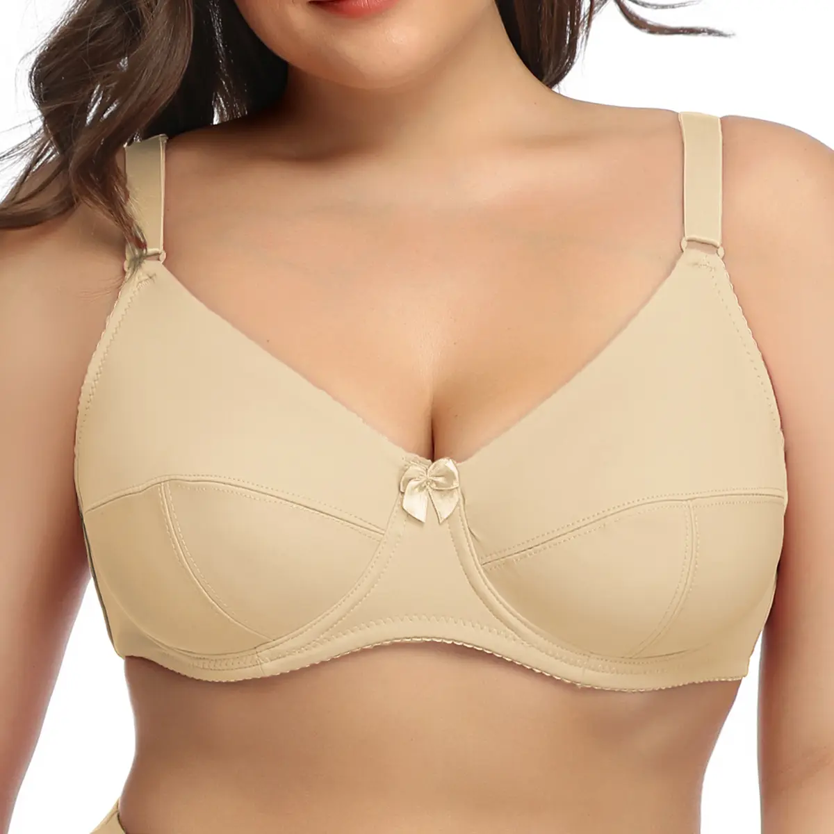 PLUSGALPRET Plus Size Bra Cup C Underwire Bra no Foam Full Cup Bra for Women 36C 38C 40C 42C 44C-3979
