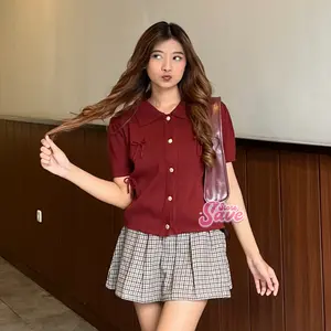 Dara Top Shirt - Rajut Crop Wanita