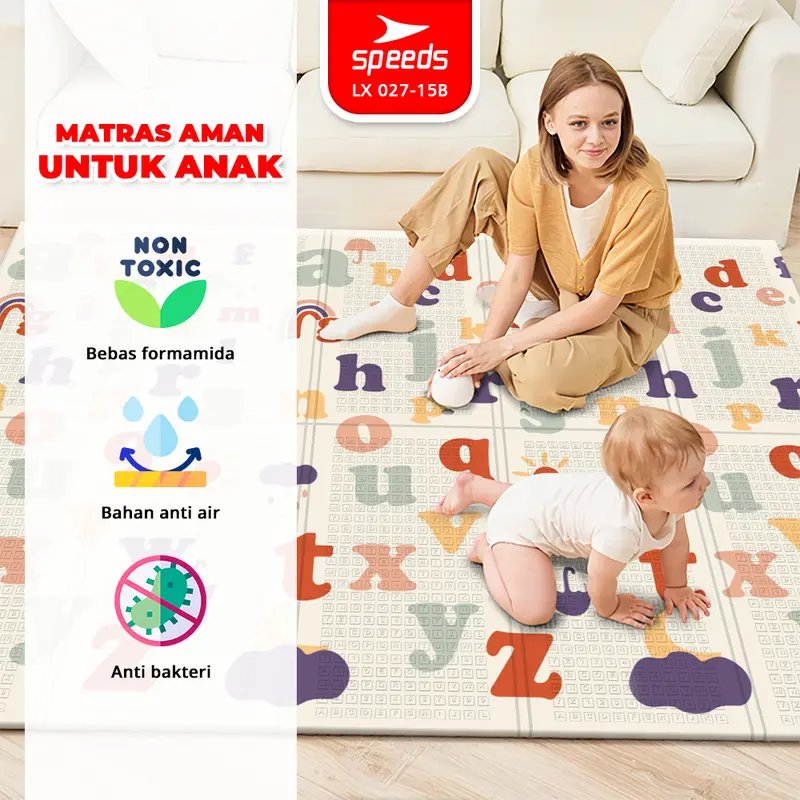 SPEEDS Playmate Anak 180x200 Tebal  8-10mm Karpet Playmate Bayi Tikar Lipat Bayi Bahan Foam XPE SNI 027-15 [ Motif B ] 5
